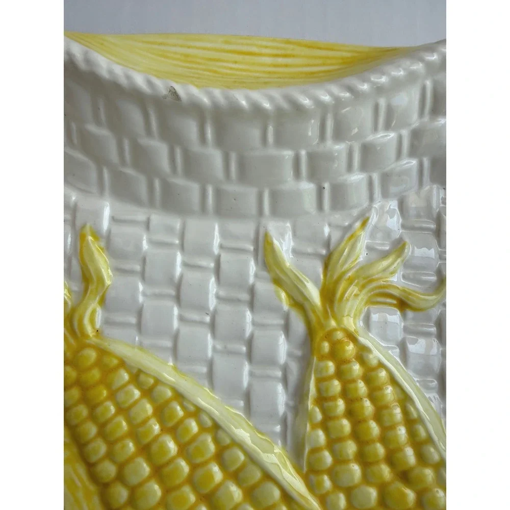 Shafford Ceramic Corn on the Cob Vintage Basketweave Serving Platter Tray